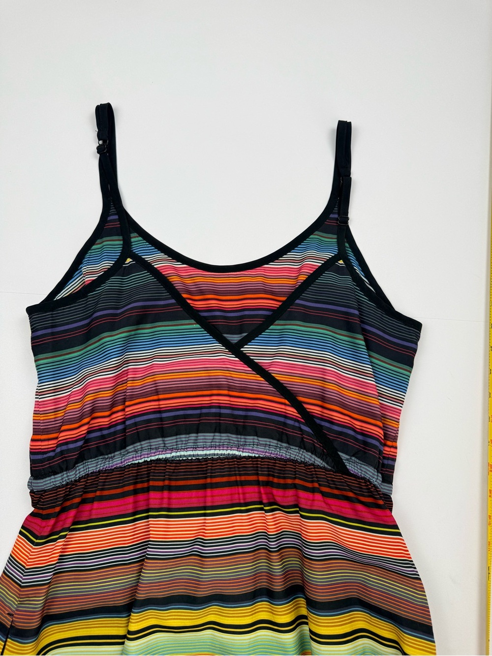 Athleta Striped‎ Midi Casual Dress Women's M Multicolor Resort Sleeveless Beach - Picture 9 of 10